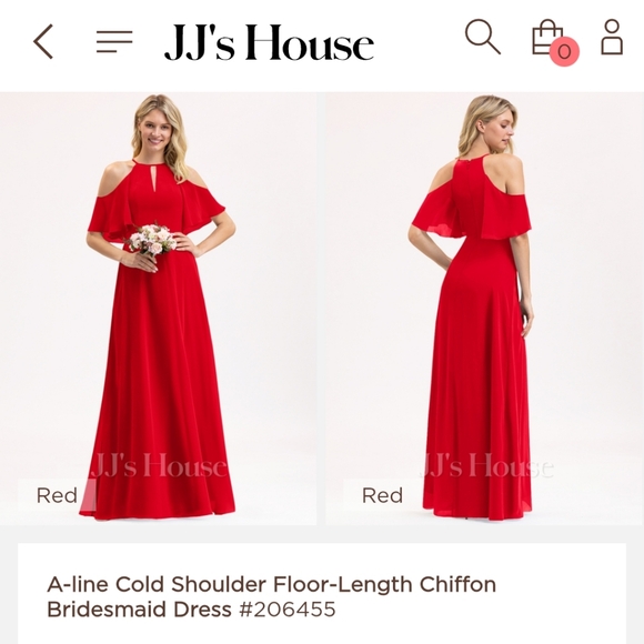 JJs House Dresses & Skirts - JJs House A-line Cold Shoulder Floor-Length Chiffon Bridesmaid Dress #206455